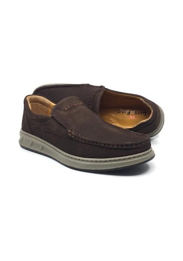 Luis Figo %100 Hakiki Nubuk Deri Ortopedik Erkek Rahat Günlük Loafer Tımbır Ayakkabı 40-48 Kahverengi Nubuk Kahverengi