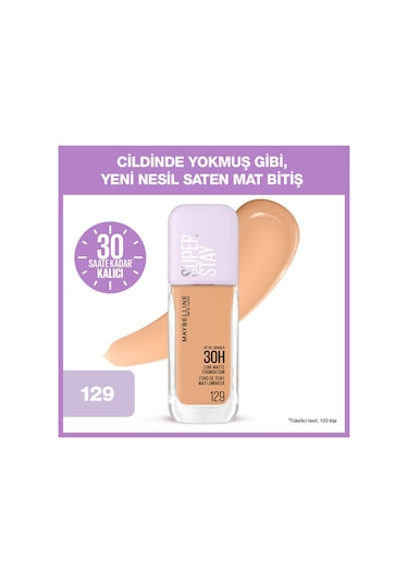 Maybelline New York Superstay Lumi Matte Foundation 129 Allow Custom