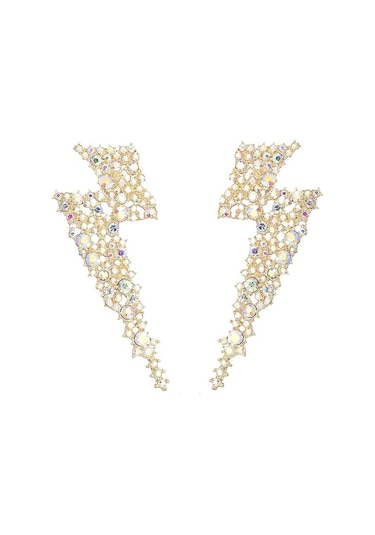 Kristal Şimşek Sallantılı Küpeler, Flaş Gösterişli Küpeler Gold