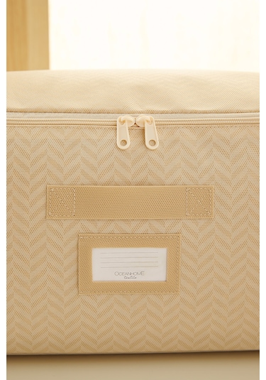 Ocean Home Textile Orta Boy Bej Balıksırtı Hurç 52 x 28 x 21 cm