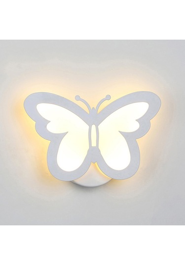 Skycity Led Mavi Kelebek Duvar Lambası - Yatak Odası Koridor Dekorasyonu - Isı Beyazı 12w Akrilik Tasarım Ilık Beyaz