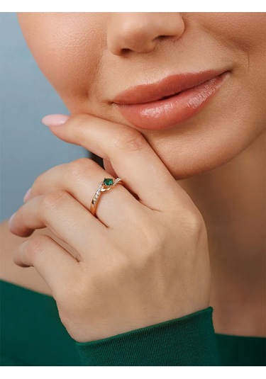 Veronika 925 Ayar Gümüş Yol Desenli Ve Ekstra Işıltılı Taşlı Yüzük 418572424 Altın