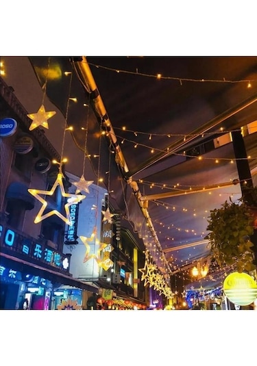 10 Yıldız Günışığı 3 Metre Animasyonlu Yılbaşı, Ramazan Bayramı Led Işıklandırma Fişli