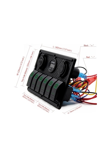 Bfy Switch Panel 6'Lı Voltmetre +Çakmaklık+ Usb Yeşil