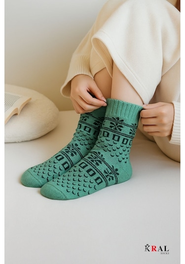 Kral Socks Kadın Havlu 3 Çift Kışlık Yün Çorap Bambu + Yün Sonbahar Serisi Çok Renkli