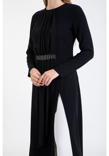 Pilise Detaylı Pantolonlu Takım Ekru-ekru Ekru