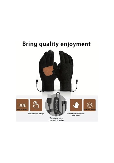 Willowhaven Akıllı Sıcaklık Kontrollü Elektrikli Eldivenler, Çift Taraflı Isıtma, Termostat Siyah