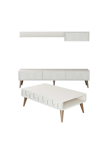 Variant Lyon Tv Ünitesi Ve Orta Sehpa Takımı - Krem / Ceviz