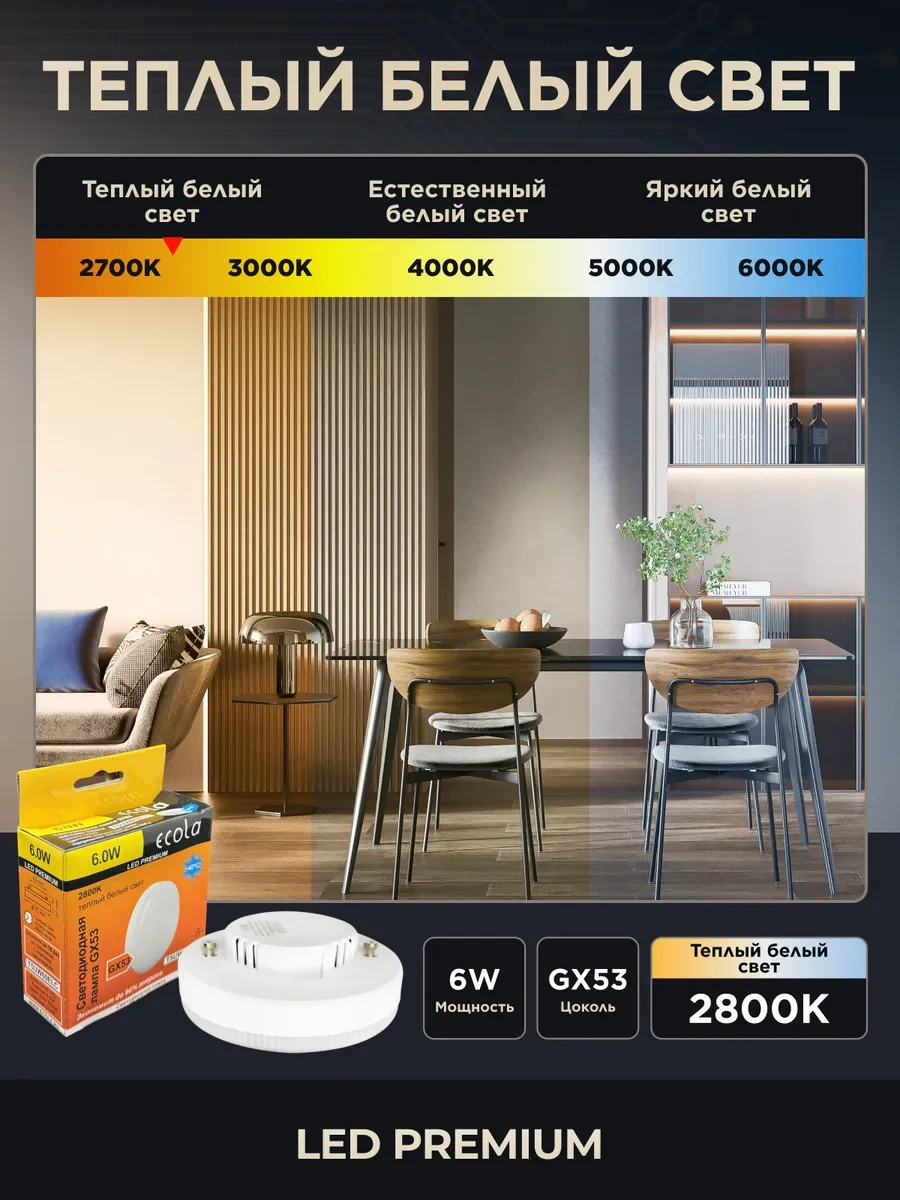 Ecola Gx53 6w 2800k Led Gergi Tavanlar İçin Led Lamba 309560529