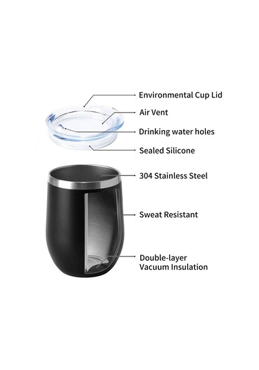 Ranyeek 12oz Çift Katlı Vakumlu Paslanmaz Çelik Termos Bardak, Isı/sıcaklık Koruma 6-8 Saat, Damlacık Önleyici Kapaklı, Kahve/şarap İçin, Db003 Diğer