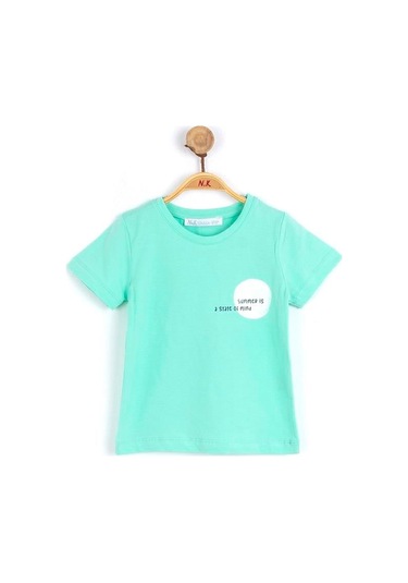 Erkek Bebek Pamuklu, Rahat Kalıp Arka Baskılı Tshirt-6968-yeşil Yeşil