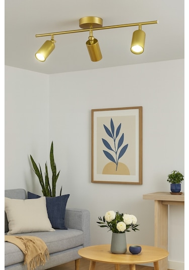 Spoti 3'lü Eskitme Renk Beyaz Işık Modern Tasarım Salon - Mutfak - Banyo Spot Ledli Sıralı Avize Eskitme