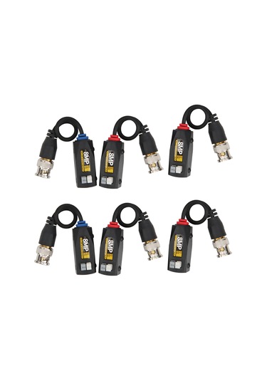 Lemestar 6 Adet 8mp Video Güç Balun, Ahd/tvı/cvı/cvbs Desteği, 400m Iletim, Frenzy Korumalı, Pasif Tasarım, Yüksek Güvenlik