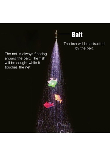 Xiyyadms Gece Balıkçılığı İçin Işıklı Boncuklu, Bakır Yaylı, 5 Gözlü, Çift Yaylı, Taşıma Kollu Otomatik Tutma Ağı