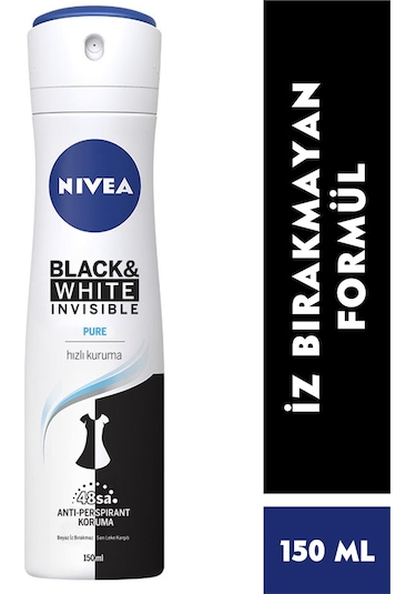 Nivea İnvisible Black & White Pure Kadın Sprey Deodorant 150 ML