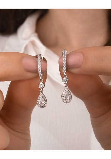 925 Ayar Gümüş Sallantılı Damla Küpe