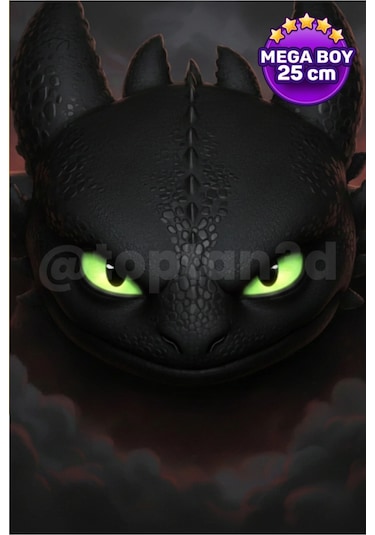 Mega Boy Ejderhanı Nasıl Eğitirsin Gecenin Öfkesi - Dişsiz Toothless - Hareketli Figür 25cm