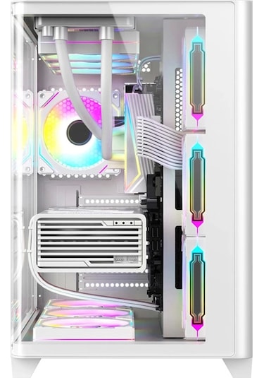 Dragos Ocean Curved Pro 750W 80+ Temperli Cam Atx Mid Tower Oyuncu Bilgisayar Kasası Beyaz