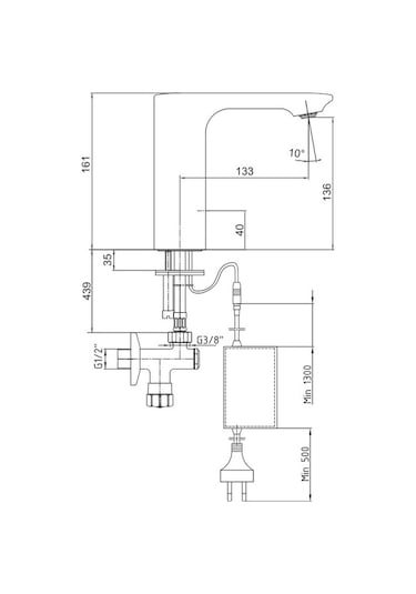 Eca 108108043 Elektrikli Tek Su Girişli Compact Fotoselli Lavabo Musluğu