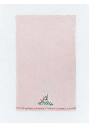 Pembe Nakışlı Pamuklu Yüz Havlusu 50x80 Cm