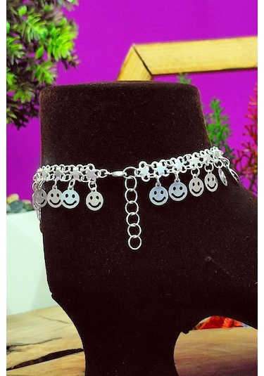 Aykat_Kuyumculuk 925 Ayar Gümüş Halhal Sallantılı Pullu Gümüş Halhal Thl-37 Gümüş