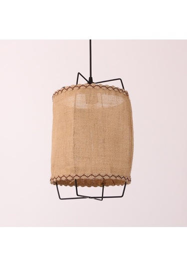 Cappadocia Doğal Jut Siyah Barlı Avize 25x35 Cm Bej