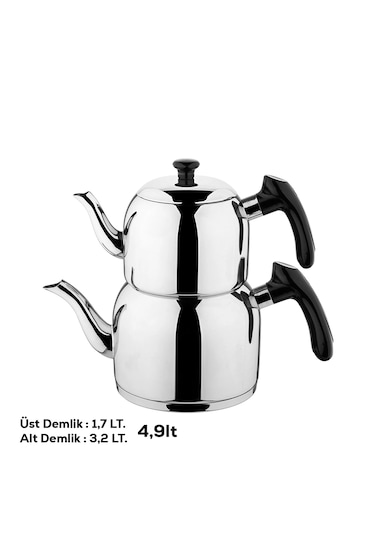 Özkent K-394 Vista Mega Boy Paslanmaz Çelik Çaydanlık Takımı Siya Siyah