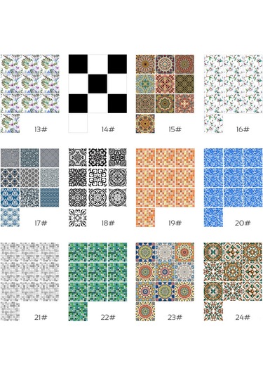 Kosona Klasik Mavi Desenli Pvc Duvar Stickerları 20x20cm 10 Adet - Kolay Uygulama, Kalıcı Ve Temiz Kaldırma Özelliği