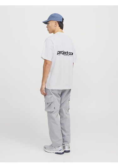 Jack & Jones Erkek Gögüs Ve Sirt Baskili Tişört - Union - 12273442 Bright White