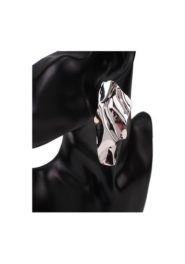 Moda Metal Demir Geometrik Saplama Küpe Düzensiz Metal Payet Küpe Gümüş