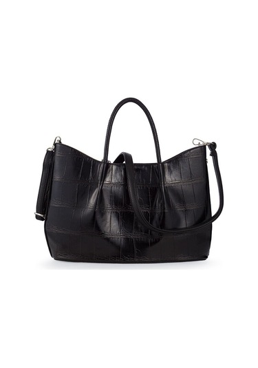 Bilik Deri Logo Detaylı Siyah Kadın El Çantası Riv 147-kr Siyah