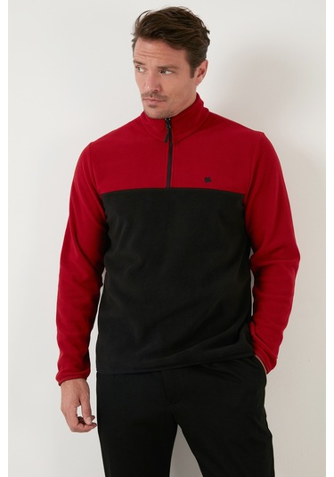 Buratti Regular Fit Anti-Pilling Tüylenme Yapmayan Dik Yaka Kışlık Şardonlu Erkek Polar 5906016 Bordo