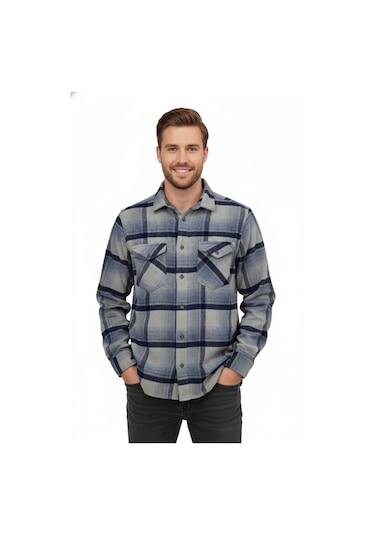Wolente Erkek Kışlık Çift Cep Kapaklı Oduncu Gömlek Bgl-st04930 Gri