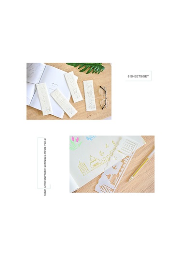 Aubyhe Çocuklar İçin Çizim Åÿablonu Seti - 8 Adet Pp Malzeme, 16 Farklı Desen Bitki, Hayvan, Gã¼naydä N/ã Ä Ktä , Parti Vb. , 18.3x5.5 Cm Uzun Åžekilli Åžablonlar