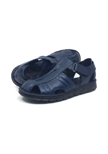 Taşpınar %100 Hakiki Deri Ortopedik Erkek Yazlık Rahat Terlik Sandalet 40-45 Lacivert