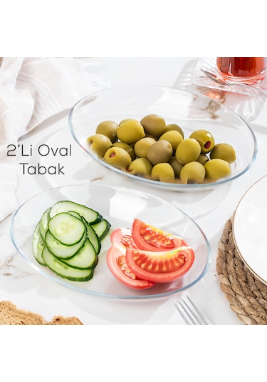 Paşabahçe 10357 2 Li Oval Servis Sunum Tabak Seti 21x16 Cm