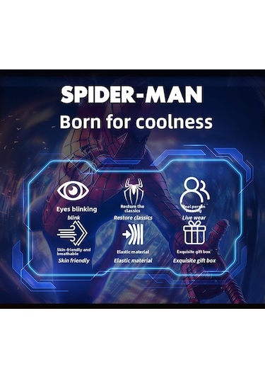 Spider-man Elektrikli Otomatik Göz Kırpan Maske Mk006 Uzaktan Kumandalı Model Işık Usb Şarjlı Siyah Siyah