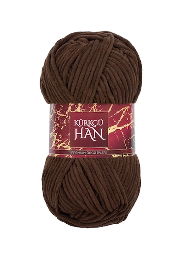 Kadife Örgü İpi 50gr %100 Polyester Yumuşak Pofuduk Koyu Kahve Espresso
