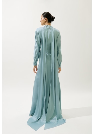 L'amour Taşlı Abiye Elbise Mavi Mavi