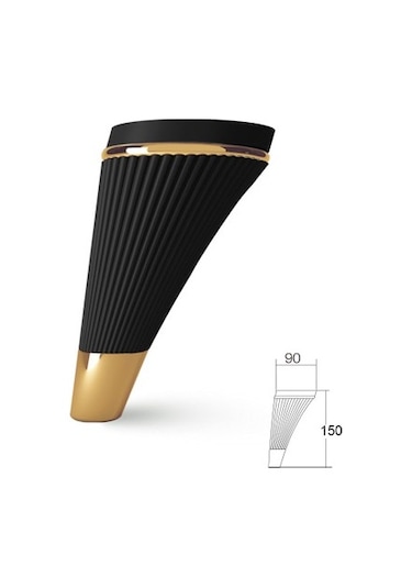 4 Adet Sementa Dekoratif Mobilya Dolap Ayak 15 cm Siyah