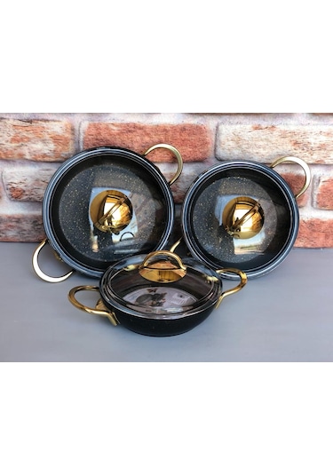 Özkent K-531 Döküm Granit Sahan Seti 6 Parça Siyah