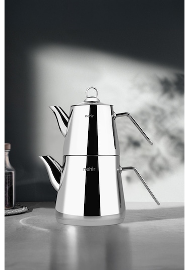 Nehir Çelik Çaydanlık Takımı Seti Alya Mini Gümüş