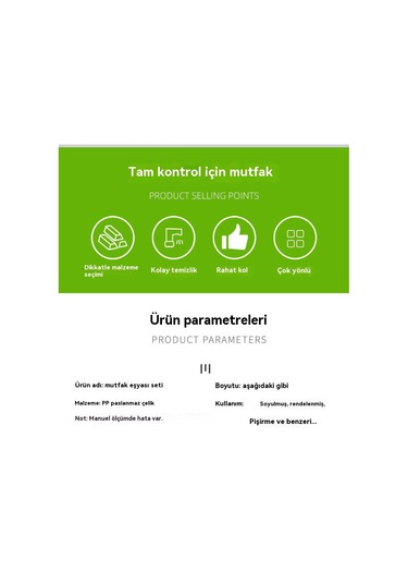 Jian Fan Manuel Mutfak Aleti 6 Parçalıket Çok Fonksiyonlu Yeşil