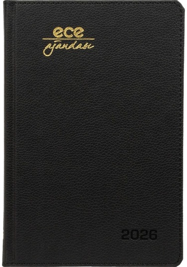 Ece Ajandası Kemer 2026 Siyah - Günlük Çizgili Sert Kapak 14x20 Siyah