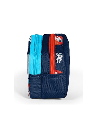 Coral High Kids Lacivert Mavi Astronot Desenli İki Bölmeli Kalem Çantası 12093