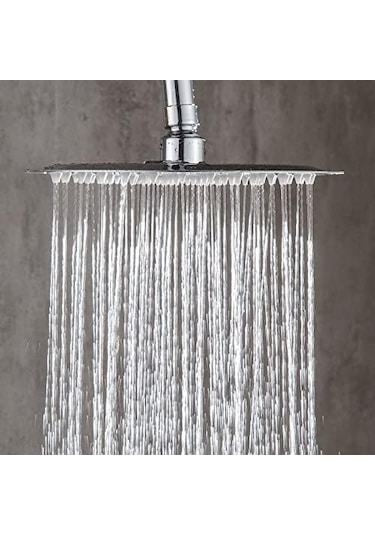 Tepe Duş Başlığı Kare Slim 304 Metal 25x25 Cm Siyah