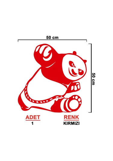 Kung Fu Panda Sticker - Araba Sticker - 50cmx50cm - Kırmızı