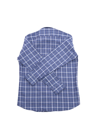 Giant Modern Fit Kareli Uzun Kol Erkek Gömlek - Minimalist Stil Lacivert