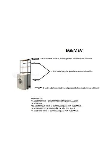 Cosargroup Çamaşır Makinası Üstü Düzenleyici 3 Katlı Raf 3 Raflı Banyo Düzenleyici