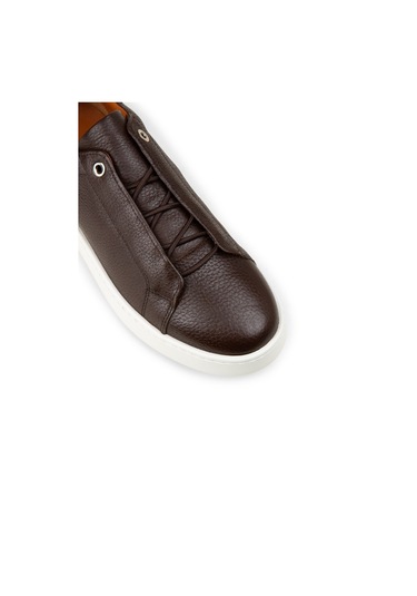 Deery Erkek Hakiki Deri Kahverengi Gizli Bağcıklı Sneaker - 04444mkhve01
